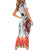 Samoa Siapo Ula Fala Short Sleeve Bodycon Dress With Ginger Plant White Color LT03 - Polynesian Pride