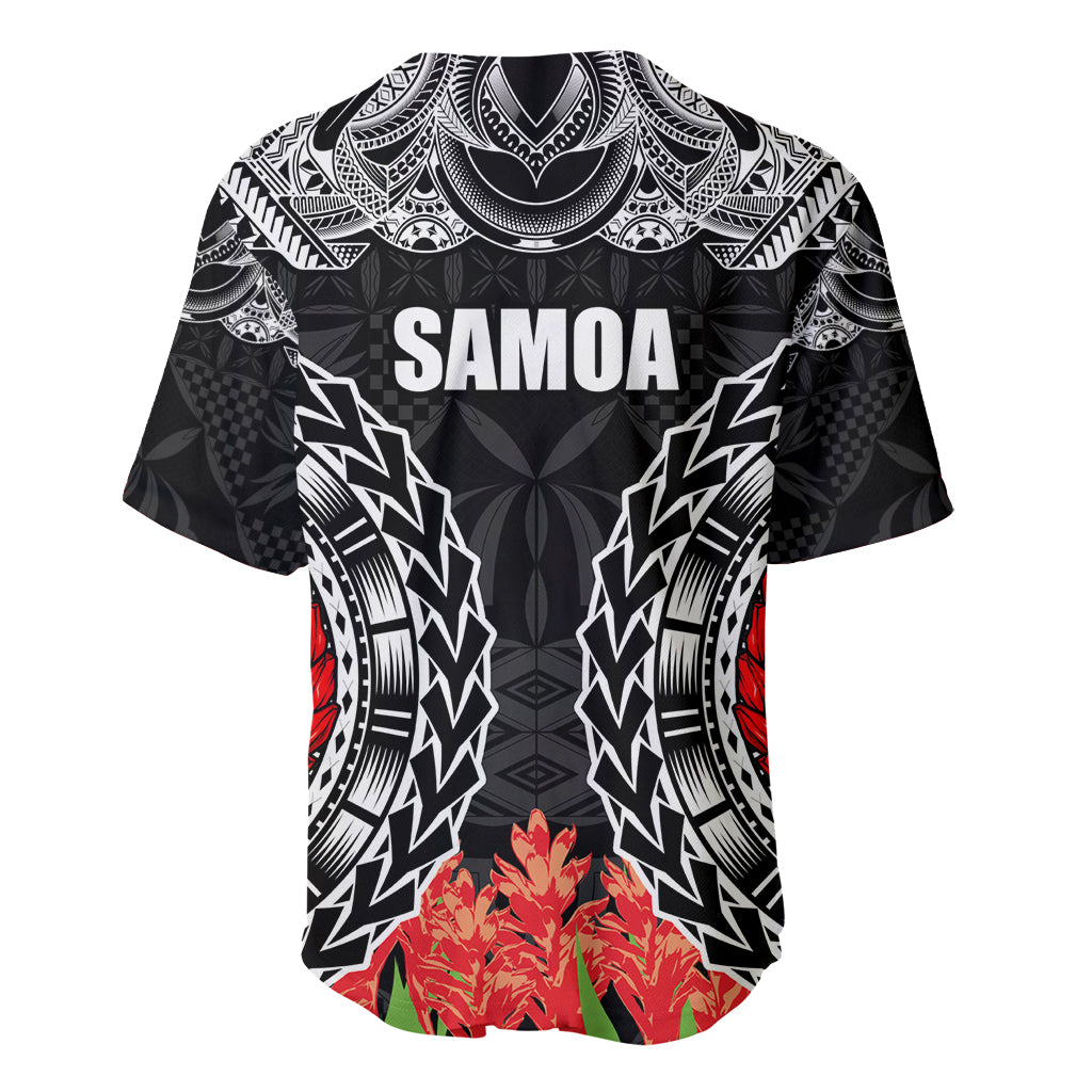Samoa Siapo Ula Fala Baseball Jersey With Ginger Plant Black Color LT03 - Polynesian Pride