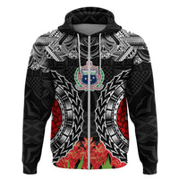 Samoa Siapo Ula Fala Hoodie With Ginger Plant Black Color LT03 Zip Hoodie Black - Polynesian Pride