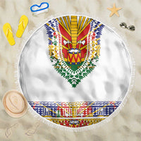Haiti Flag Traditional Dashiki Beach Blanket White Color LT03 One Size 150cm White - Polynesian Pride