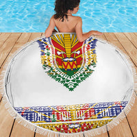 Haiti Flag Traditional Dashiki Beach Blanket White Color LT03 - Polynesian Pride