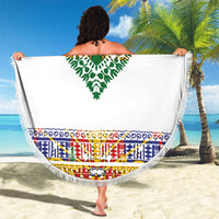 Haiti Flag Traditional Dashiki Beach Blanket White Color LT03 - Polynesian Pride