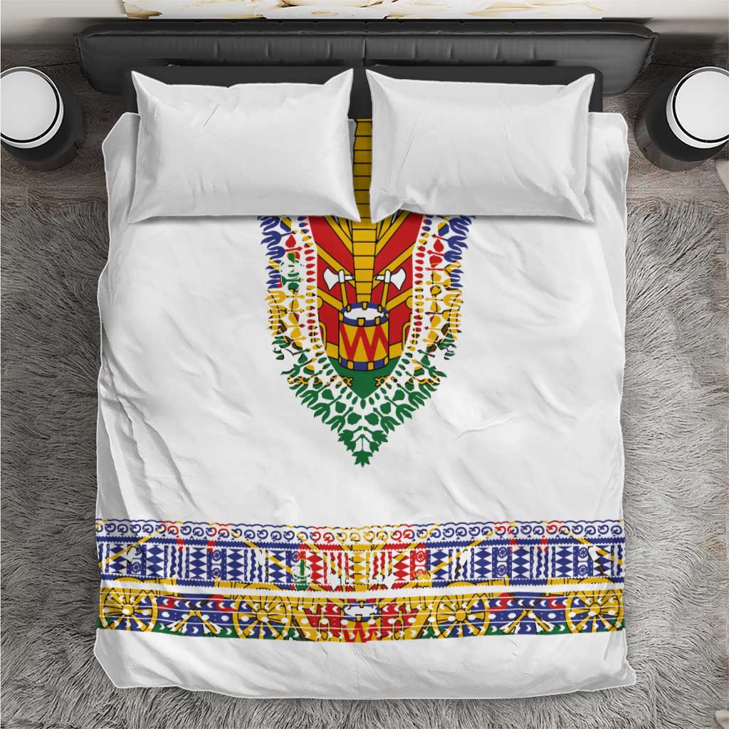 Haiti Flag Traditional Dashiki Bedding Set White Color LT03 White - Polynesian Pride