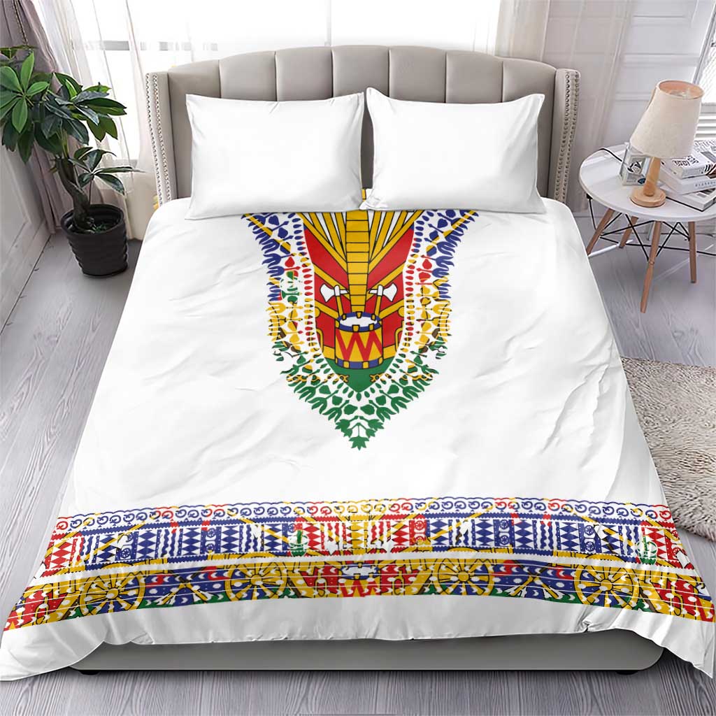 Haiti Flag Traditional Dashiki Bedding Set White Color LT03 - Polynesian Pride