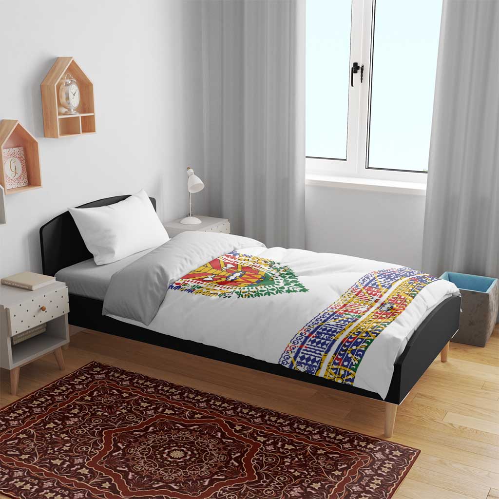 Haiti Flag Traditional Dashiki Bedding Set White Color LT03 - Polynesian Pride