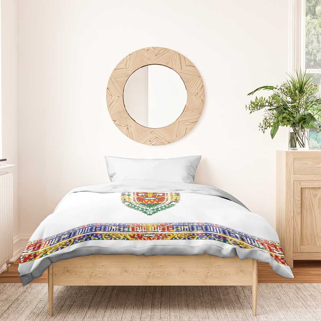 Haiti Flag Traditional Dashiki Bedding Set White Color LT03 - Polynesian Pride