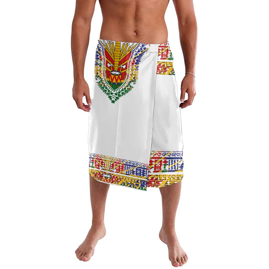 Haiti Flag Traditional Dashiki Lavalava White Color LT03 White - Polynesian Pride