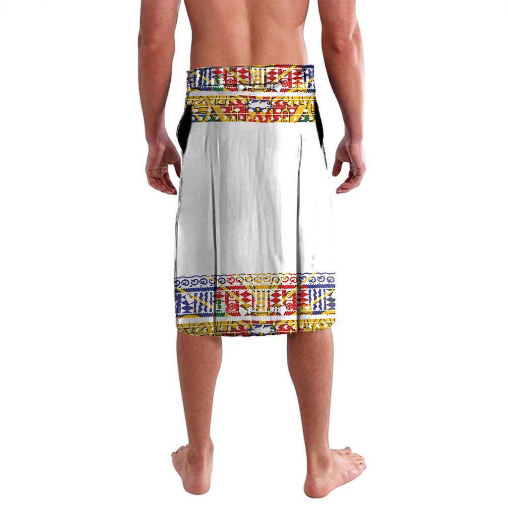 Haiti Flag Traditional Dashiki Lavalava White Color LT03 - Polynesian Pride