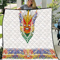 Haiti Flag Traditional Dashiki Quilt White Color LT03 White - Polynesian Pride