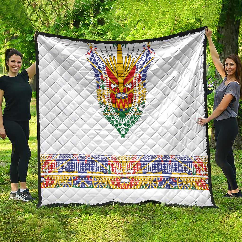 Haiti Flag Traditional Dashiki Quilt White Color LT03 - Polynesian Pride
