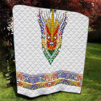 Haiti Flag Traditional Dashiki Quilt White Color LT03 - Polynesian Pride