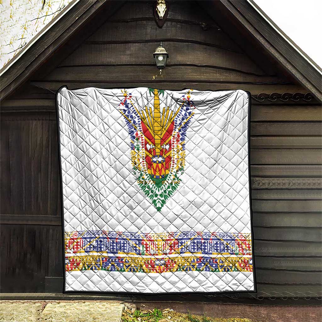Haiti Flag Traditional Dashiki Quilt White Color LT03 - Polynesian Pride