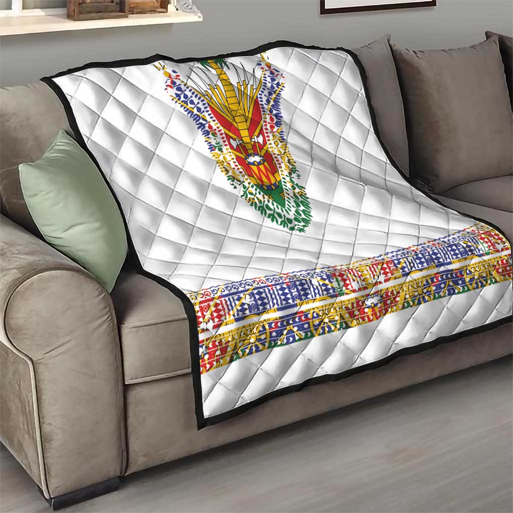 Haiti Flag Traditional Dashiki Quilt White Color LT03 - Polynesian Pride