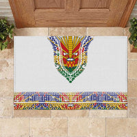 Haiti Flag Traditional Dashiki Rubber Doormat White Color LT03 White - Polynesian Pride