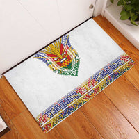 Haiti Flag Traditional Dashiki Rubber Doormat White Color LT03 - Polynesian Pride
