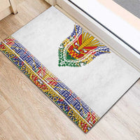 Haiti Flag Traditional Dashiki Rubber Doormat White Color LT03 - Polynesian Pride