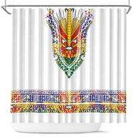 Haiti Flag Traditional Dashiki Shower Curtain White Color LT03 White - Polynesian Pride