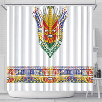 Haiti Flag Traditional Dashiki Shower Curtain White Color LT03 - Polynesian Pride