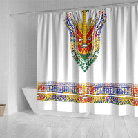 Haiti Flag Traditional Dashiki Shower Curtain White Color LT03 - Polynesian Pride