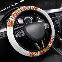 Haiti Flag Traditional Dashiki Steering Wheel Cover White Color LT03 Universal Fit White - Polynesian Pride