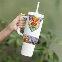 Haiti Flag Traditional Dashiki Tumbler With Handle White Color LT03 - Polynesian Pride