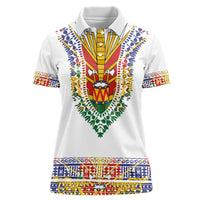 Haiti Flag Traditional Dashiki Women Polo Shirt White Color LT03 Female White - Polynesian Pride
