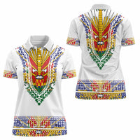 Haiti Flag Traditional Dashiki Women Polo Shirt White Color LT03 - Polynesian Pride