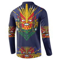 Haiti Flag Traditional Dashiki Button Sweatshirt Black Color LT03 - Polynesian Pride