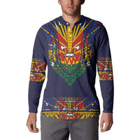 Haiti Flag Traditional Dashiki Button Sweatshirt Black Color LT03 - Polynesian Pride