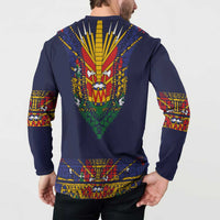 Haiti Flag Traditional Dashiki Button Sweatshirt Black Color LT03 - Polynesian Pride