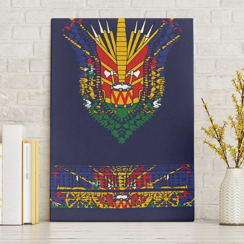 Haiti Flag Traditional Dashiki Canvas Wall Art Black Color LT03 Without Frame Black - Polynesian Pride