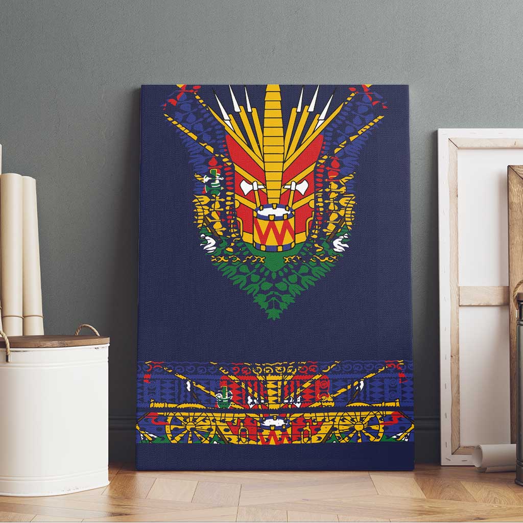 Haiti Flag Traditional Dashiki Canvas Wall Art Black Color LT03 - Polynesian Pride