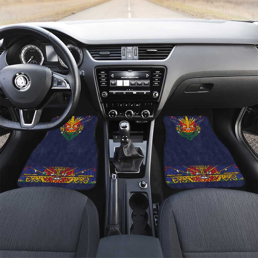Haiti Flag Traditional Dashiki Car Mats Black Color LT03 Set 2pcs - Front Black - Polynesian Pride