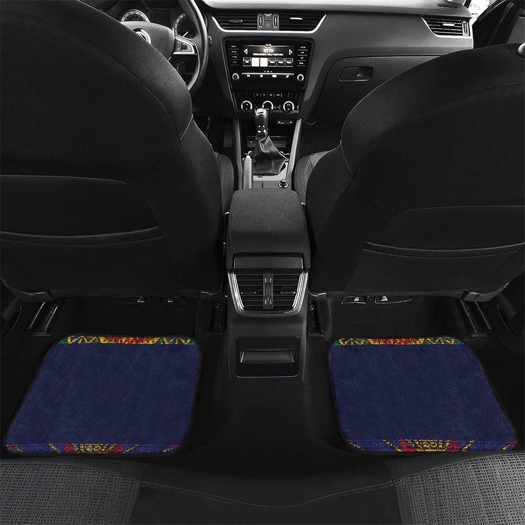 Haiti Flag Traditional Dashiki Car Mats Black Color LT03 Set 2pcs - Back Black - Polynesian Pride