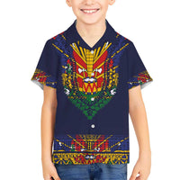 Haiti Flag Traditional Dashiki Kid Hawaiian Shirt Black Color LT03 Kid Black - Polynesian Pride