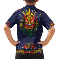 Haiti Flag Traditional Dashiki Kid Hawaiian Shirt Black Color LT03 - Polynesian Pride