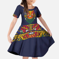 Haiti Flag Traditional Dashiki Kid Short Sleeve Dress Black Color LT03 KID Black - Polynesian Pride