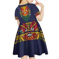 Haiti Flag Traditional Dashiki Kid Short Sleeve Dress Black Color LT03 - Polynesian Pride