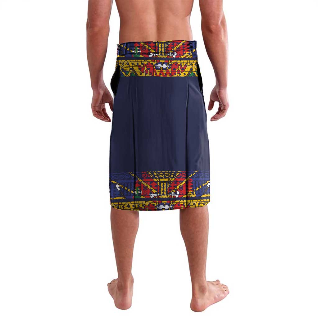Haiti Flag Traditional Dashiki Lavalava Black Color LT03 - Polynesian Pride