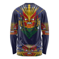 Haiti Flag Traditional Dashiki Long Sleeve Shirt Black Color LT03 - Polynesian Pride