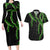 Hawaii Maile Lei Couples Matching Long Sleeve Bodycon Dress and Hawaiian Shirt Aloha Black Color