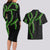 Hawaii Maile Lei Couples Matching Long Sleeve Bodycon Dress and Hawaiian Shirt Aloha Black Color