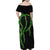 Hawaii Maile Lei Family Matching Off Shoulder Maxi Dress and Hawaiian Shirt Aloha Black Color