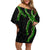 Hawaii Maile Lei Family Matching Off Shoulder Short Dress and Hawaiian Shirt Aloha Black Color