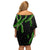 Hawaii Maile Lei Family Matching Off Shoulder Short Dress and Hawaiian Shirt Aloha Black Color