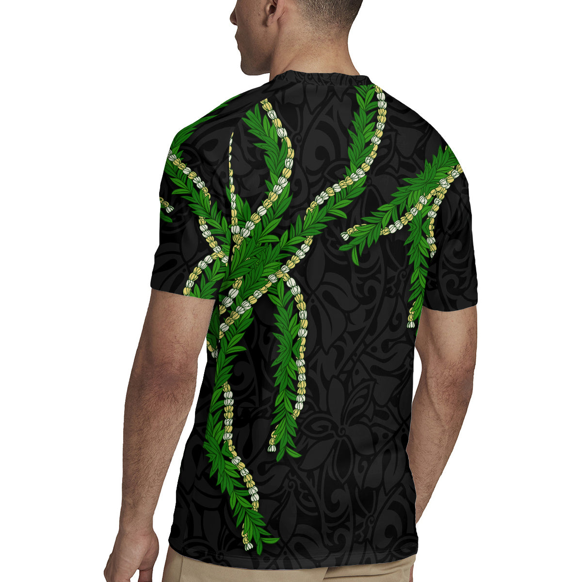 Hawaii Maile Lei Rugby Jersey Aloha Black Color LT03 - Polynesian Pride