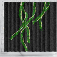 Hawaii Maile Lei Shower Curtain Aloha Black Color LT03 - Polynesian Pride