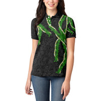 Hawaii Maile Lei Women Polo Shirt Aloha Black Color LT03 - Polynesian Pride