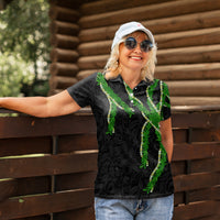 Hawaii Maile Lei Women Polo Shirt Aloha Black Color LT03 - Polynesian Pride