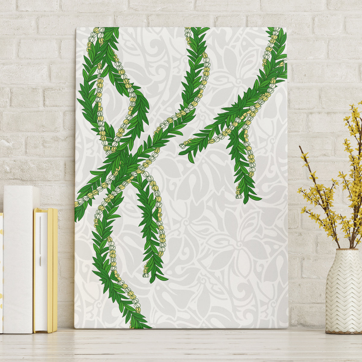 Hawaii Maile Lei Canvas Wall Art Aloha White Color LT03 Without Frame White - Polynesian Pride